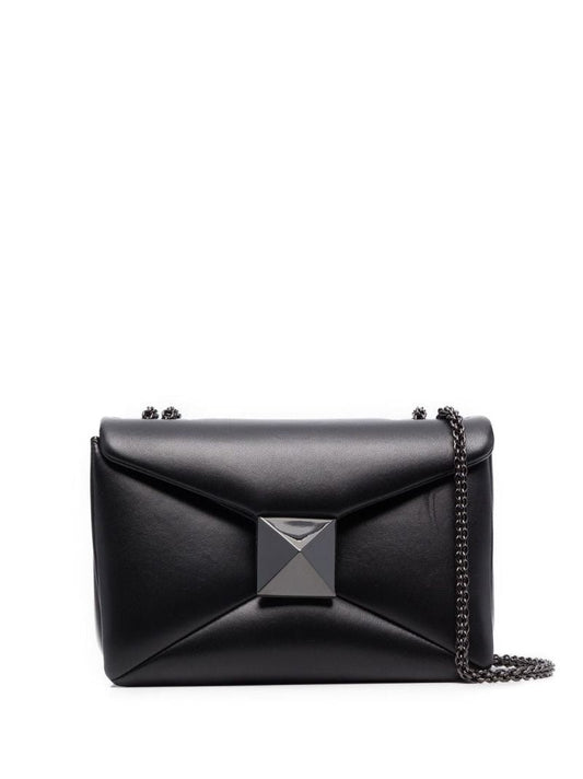 Black One Stud Leather Cross Body Bag