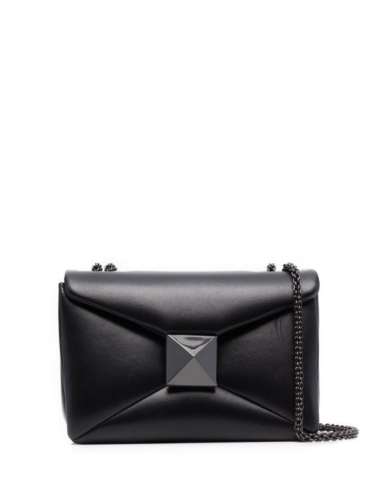 Black One Stud Leather Cross Body Bag