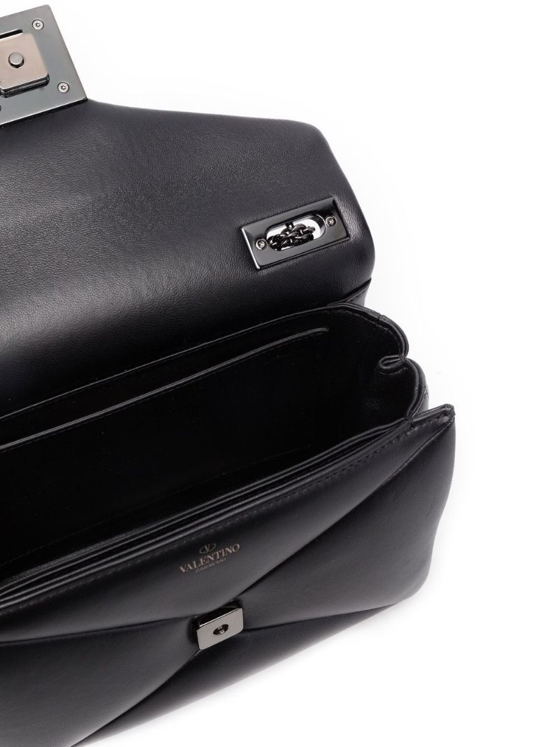 Black One Stud Leather Cross Body Bag