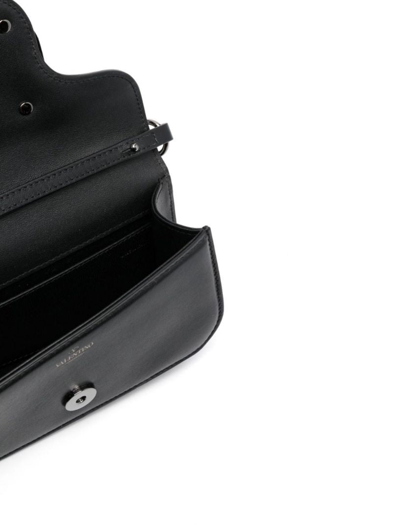 Black Vlogo Leather Tote Bag