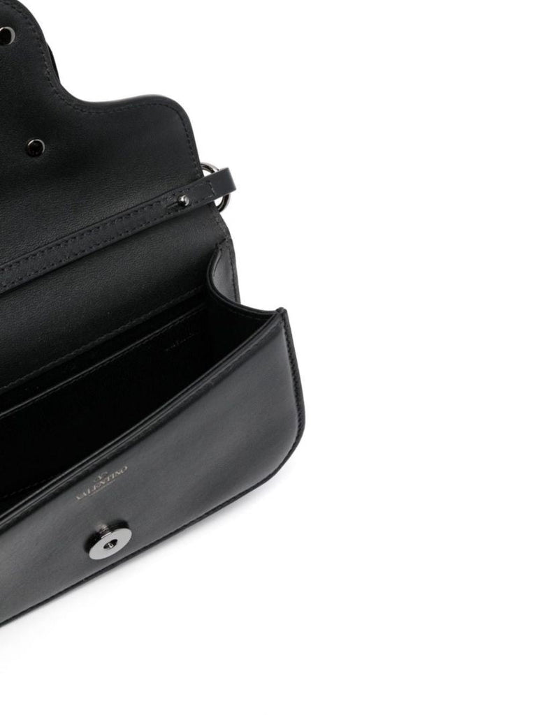 Black Vlogo Leather Tote Bag