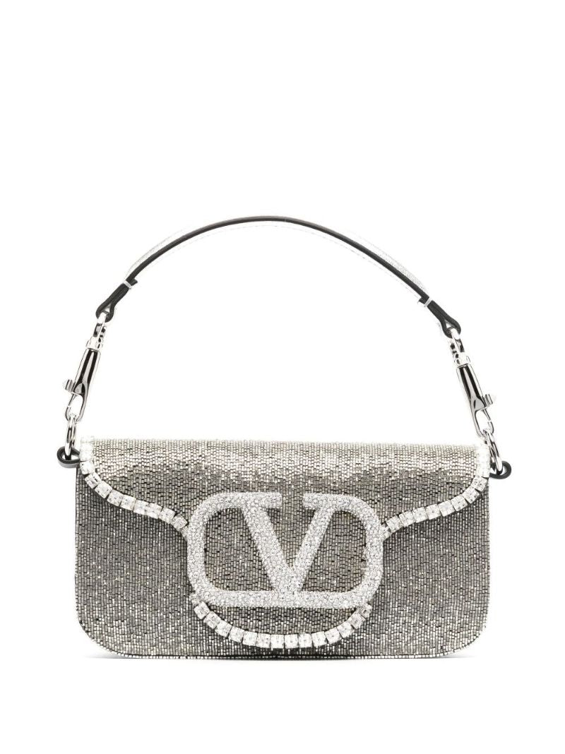 Silver-tone LocÃ_x0083_Â² Small Embellished Leather Shoulder Bag