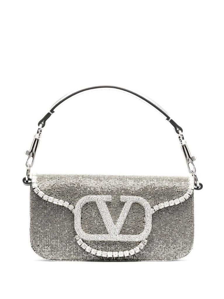 Silver-tone LocÃ_x0083_Â² Small Embellished Leather Shoulder Bag