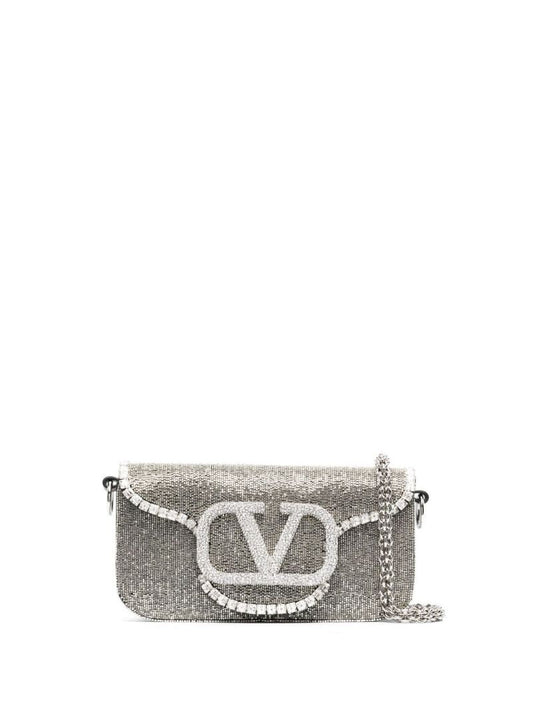 Silver-tone LocÃ_x0083_Â² Small Embellished Leather Shoulder Bag