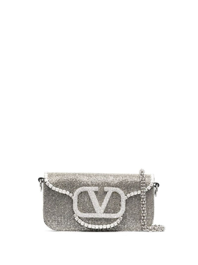 Silver-tone LocÃ_x0083_Â² Small Embellished Leather Shoulder Bag