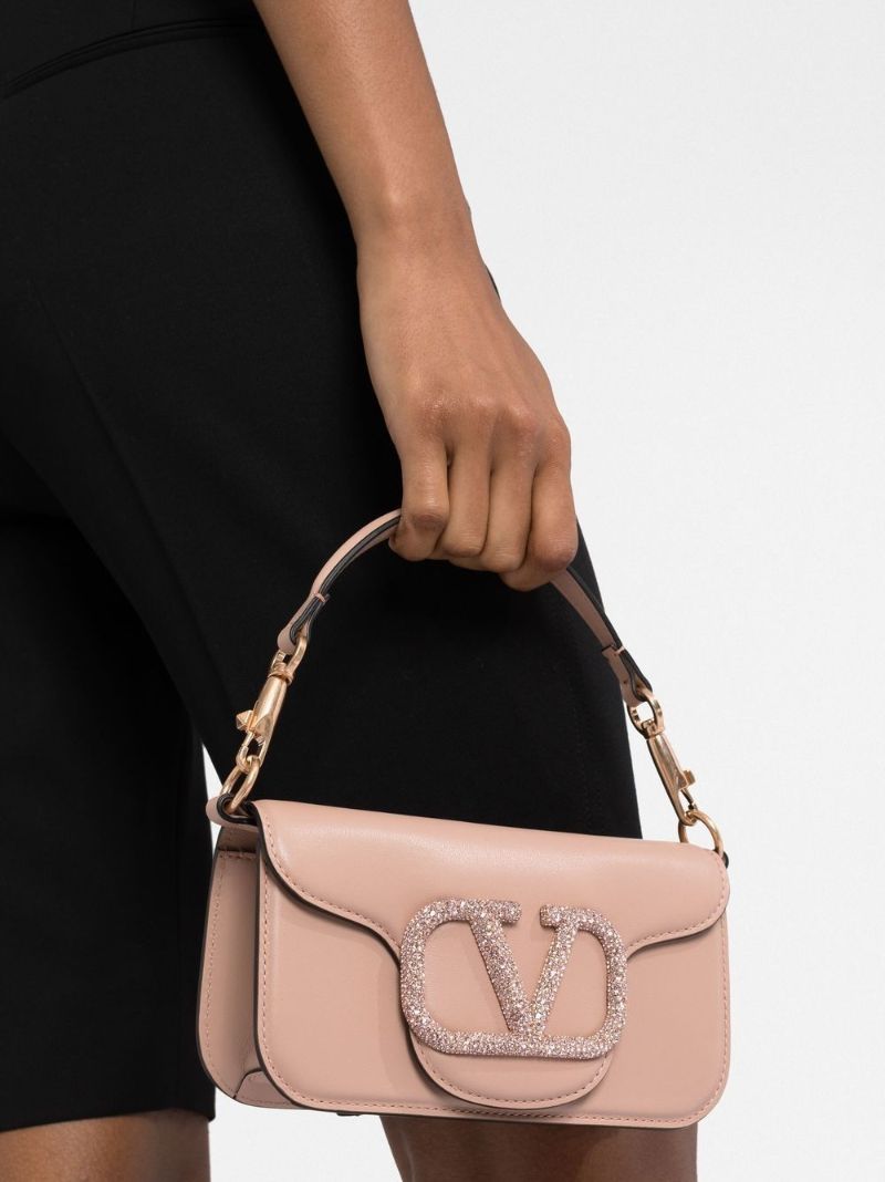 Val V Logo Tonal Logo Lthr Shldr Bag
