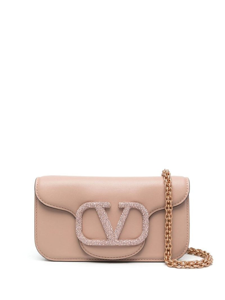 Val V Logo Tonal Logo Lthr Shldr Bag