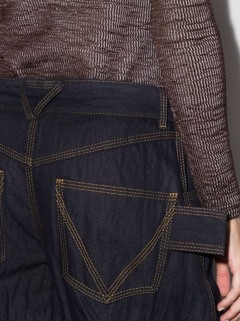 Blue Scrunched Wide-leg Jeans