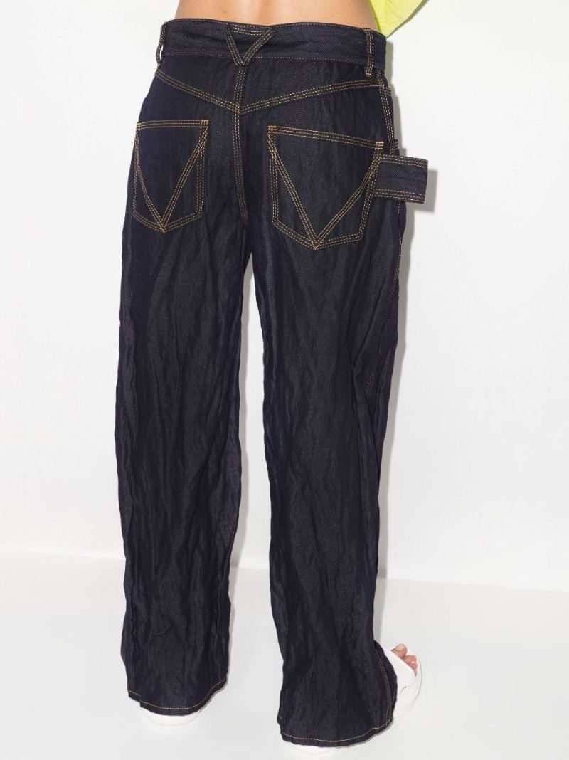 Blue Scrunched Wide-leg Jeans