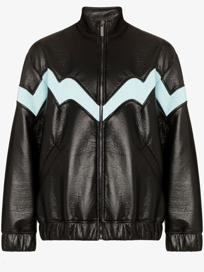 Panelled Faux Leather Bomber Jacket