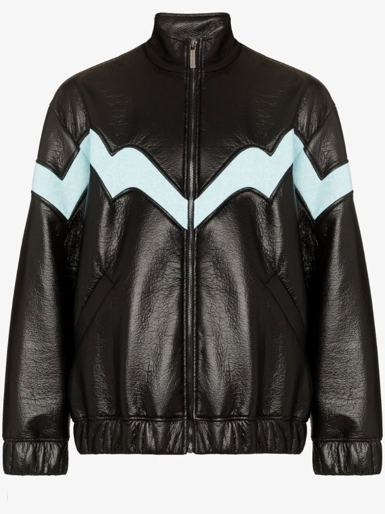 Panelled Faux Leather Bomber Jacket
