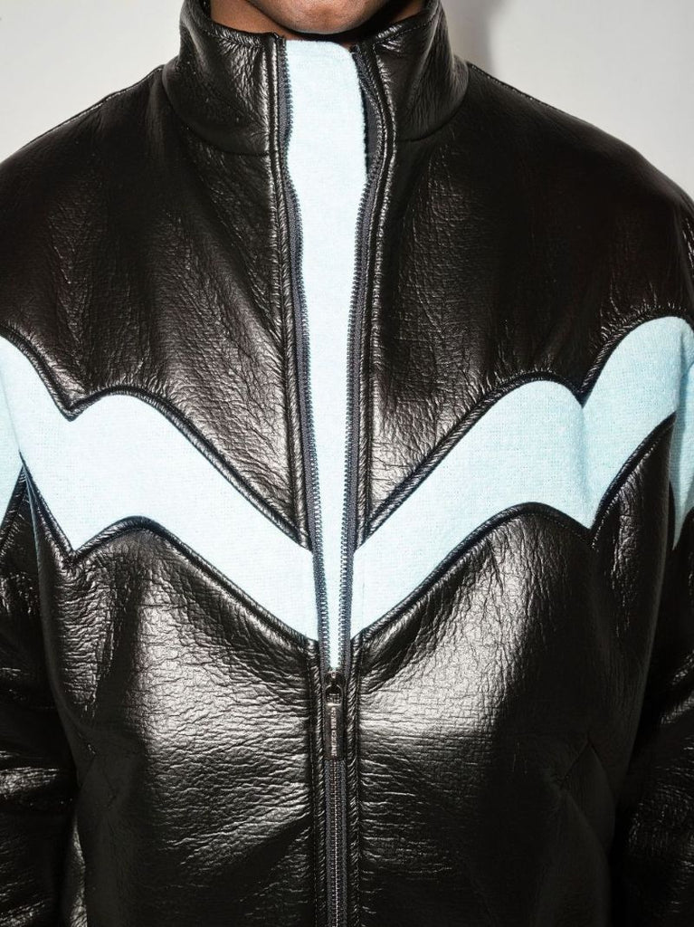 Panelled Faux Leather Bomber Jacket