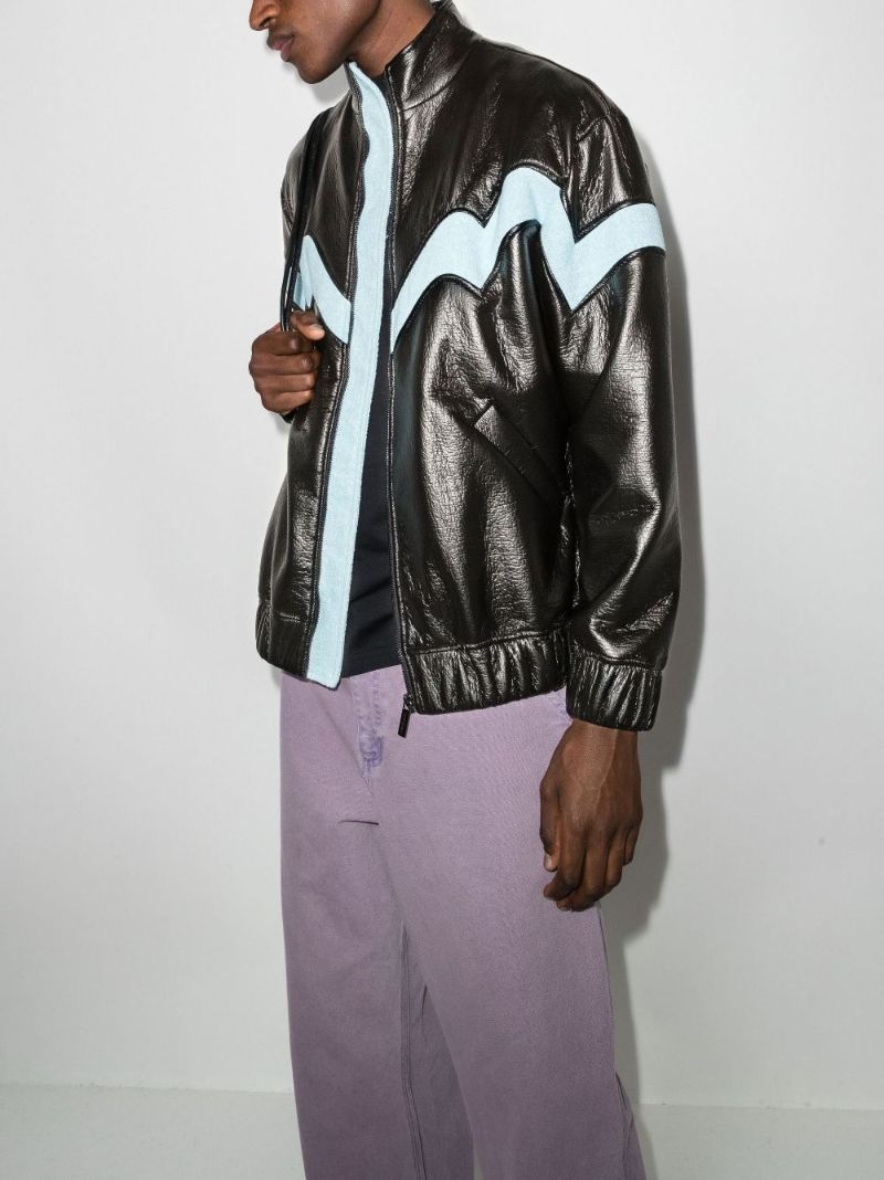 Panelled Faux Leather Bomber Jacket