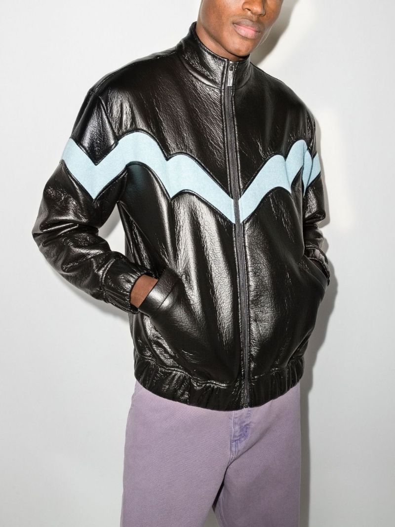 Panelled Faux Leather Bomber Jacket