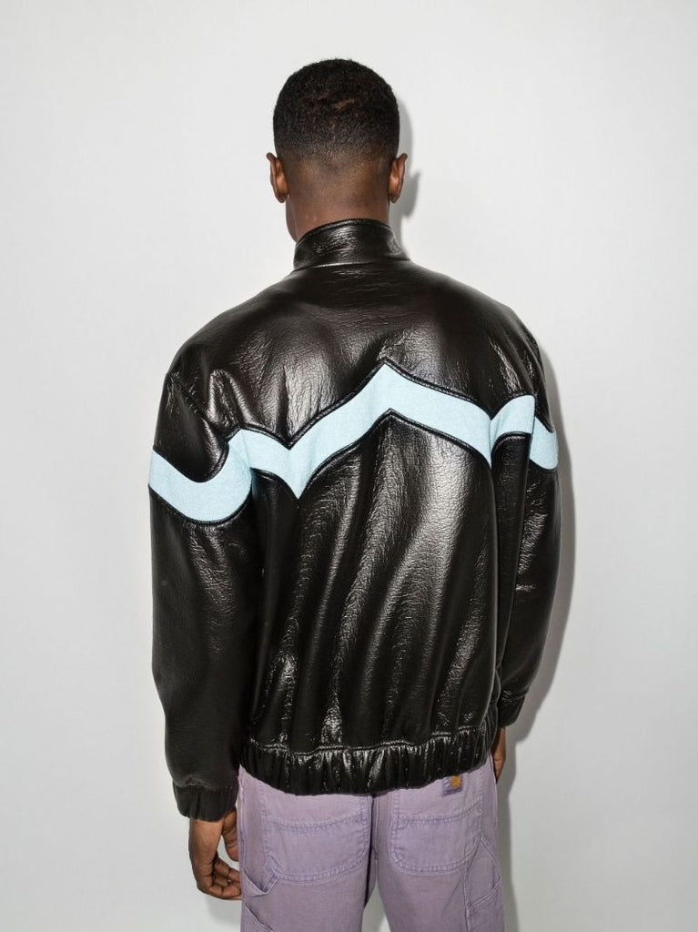 Panelled Faux Leather Bomber Jacket