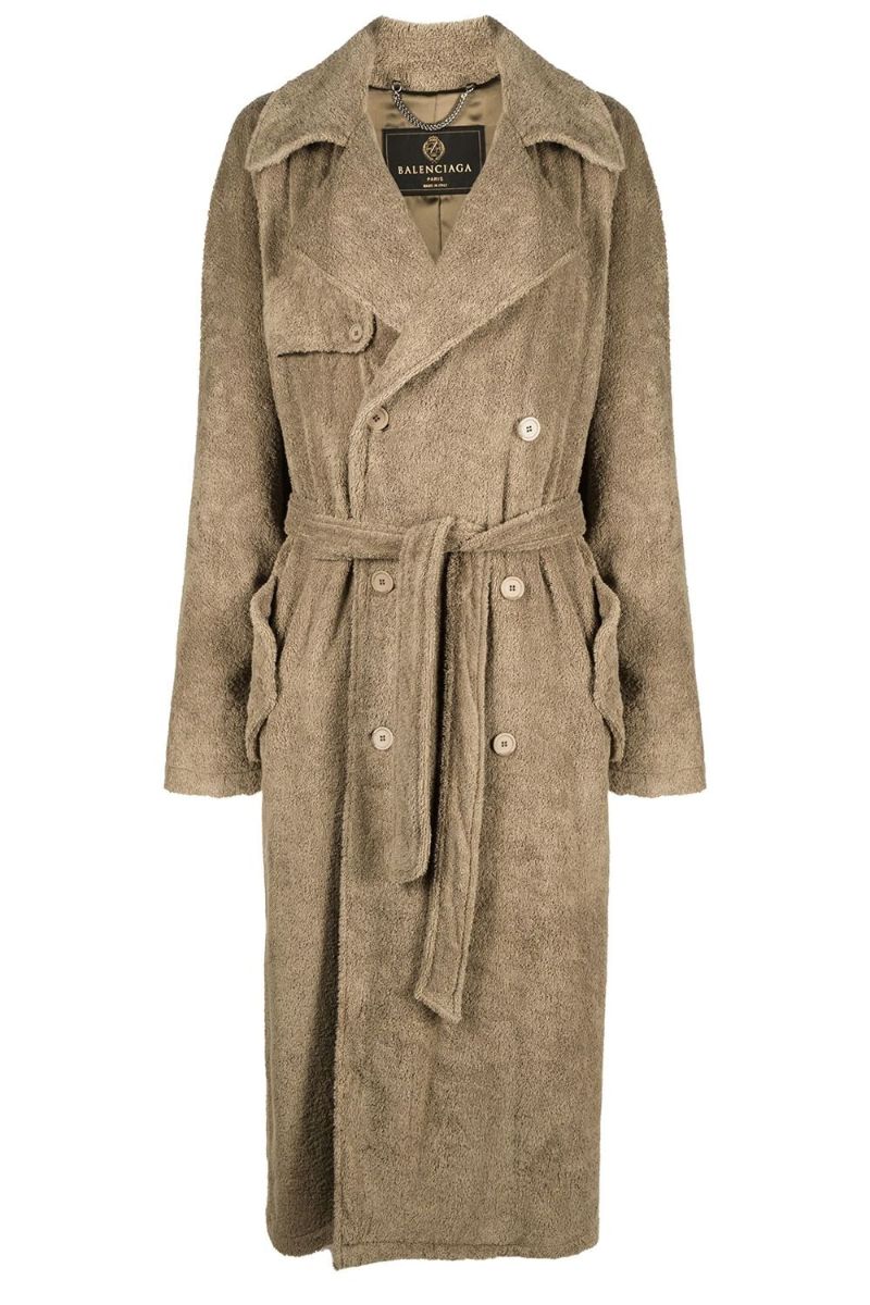 Neutral Double-breasted Trench Coat