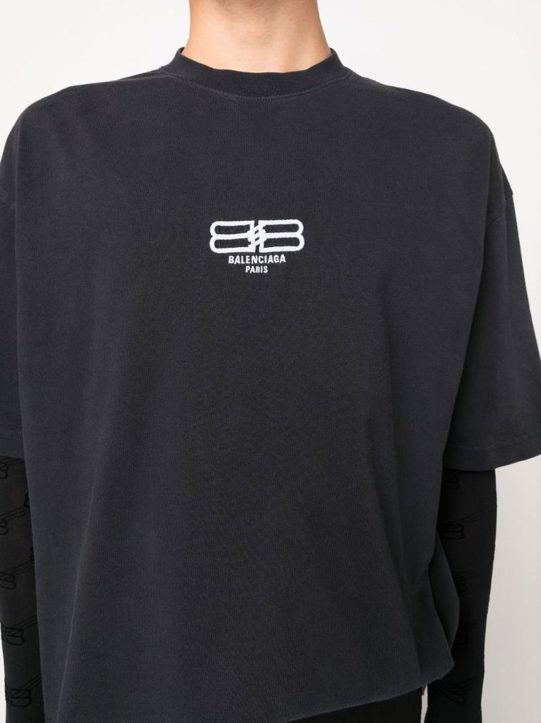 Black Logo Print Cotton T-shirt