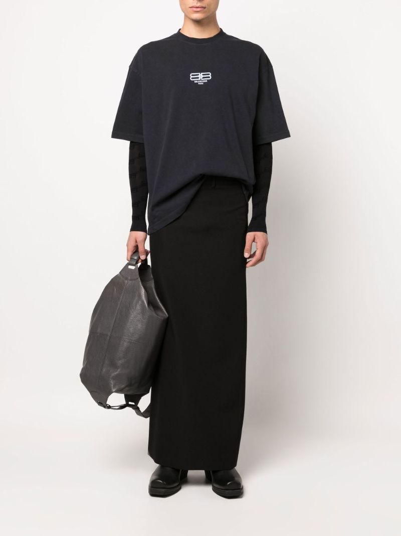 Black Logo Print Cotton T-shirt