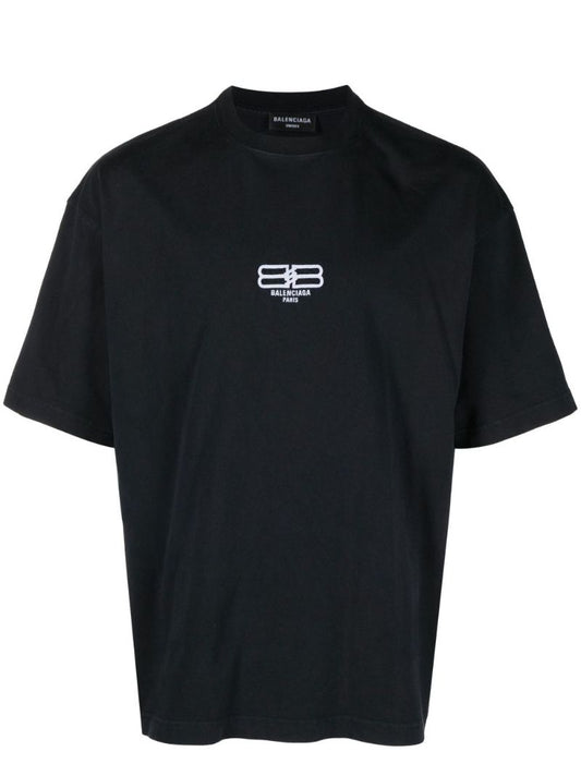 Black Logo Print Cotton T-shirt