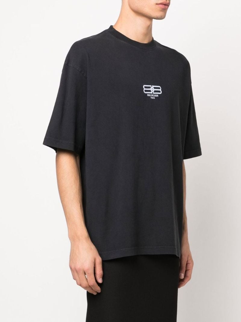 Black Logo Print Cotton T-shirt