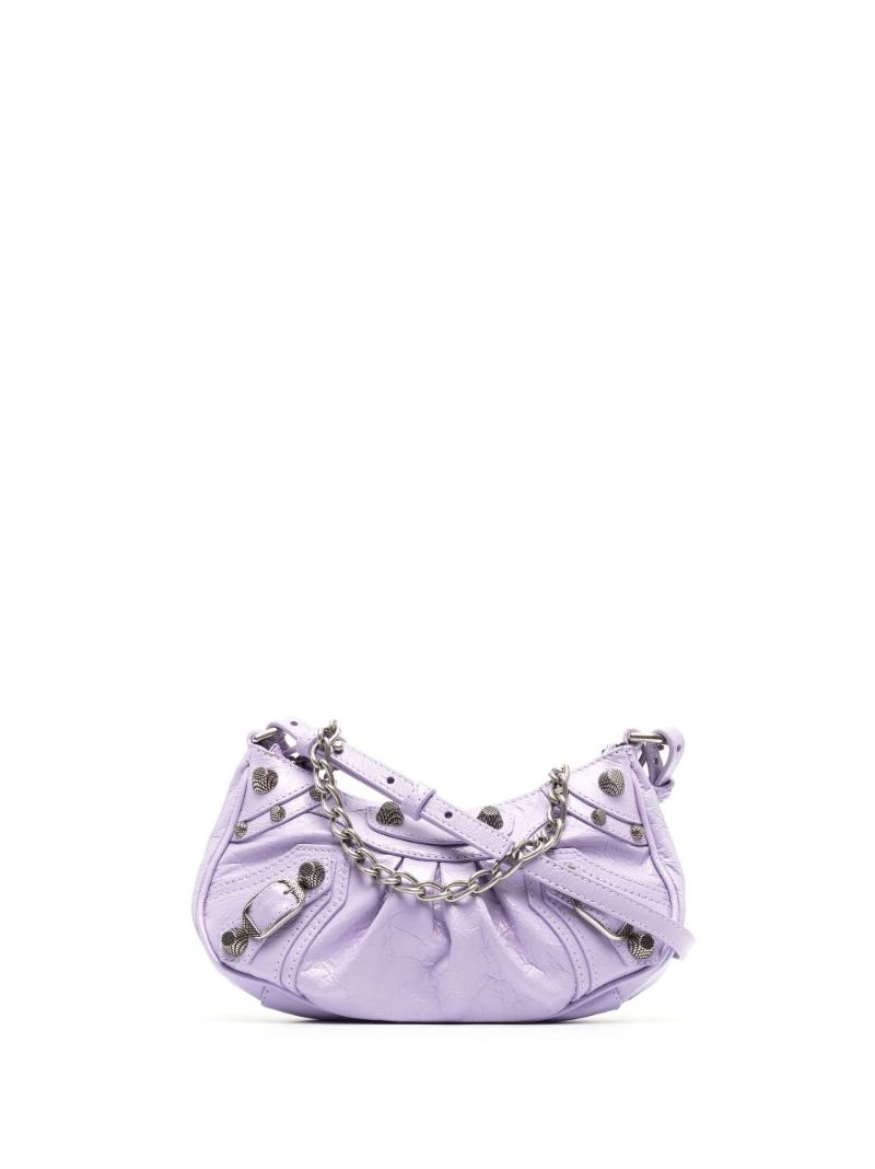 Purple Le Cagole Mini Leather Shoulder Bag
