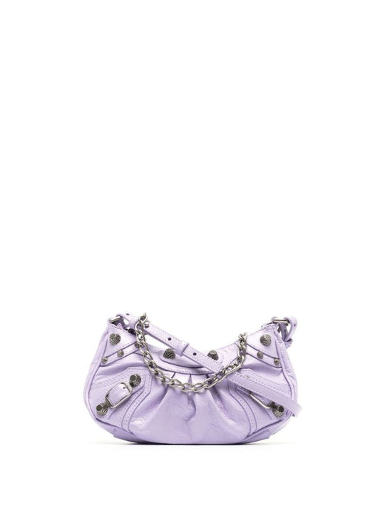 Purple Le Cagole Mini Leather Shoulder Bag