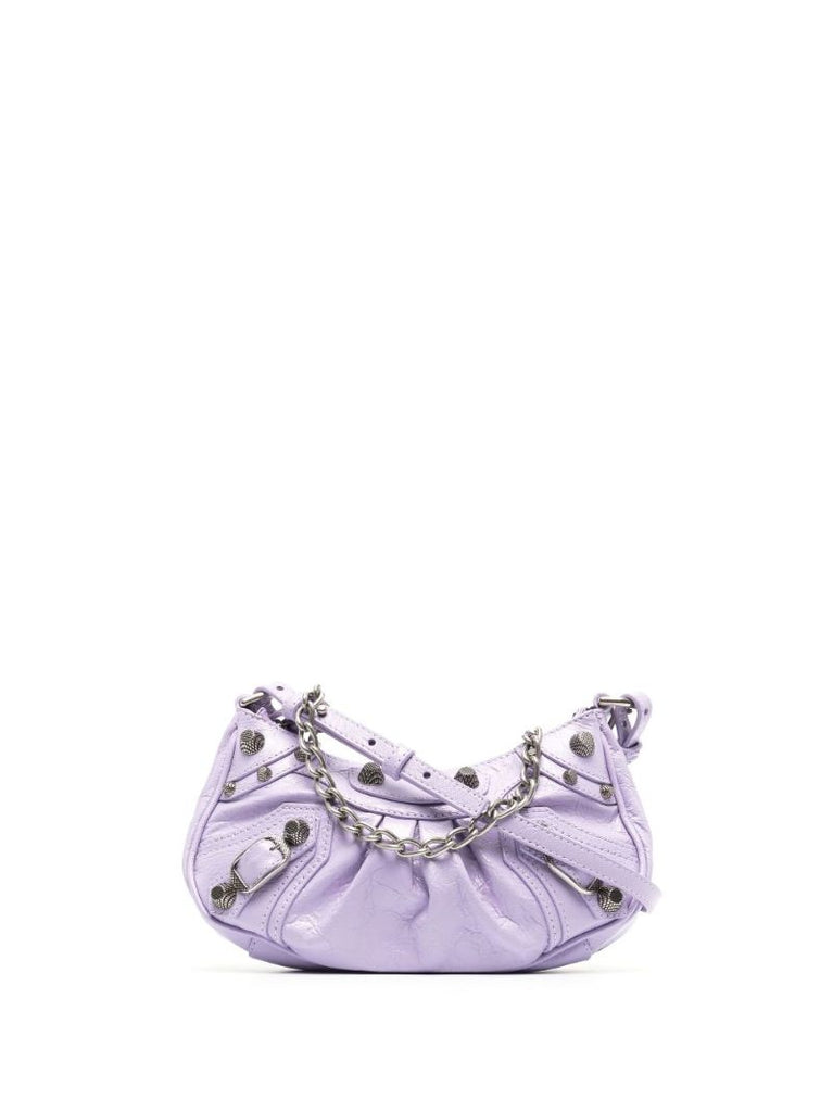 Purple Le Cagole Mini Leather Shoulder Bag