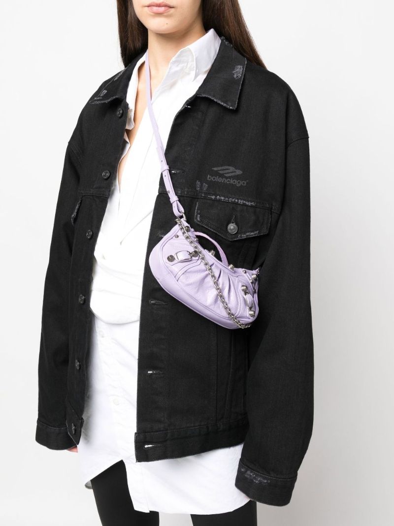 Purple Le Cagole Mini Leather Shoulder Bag