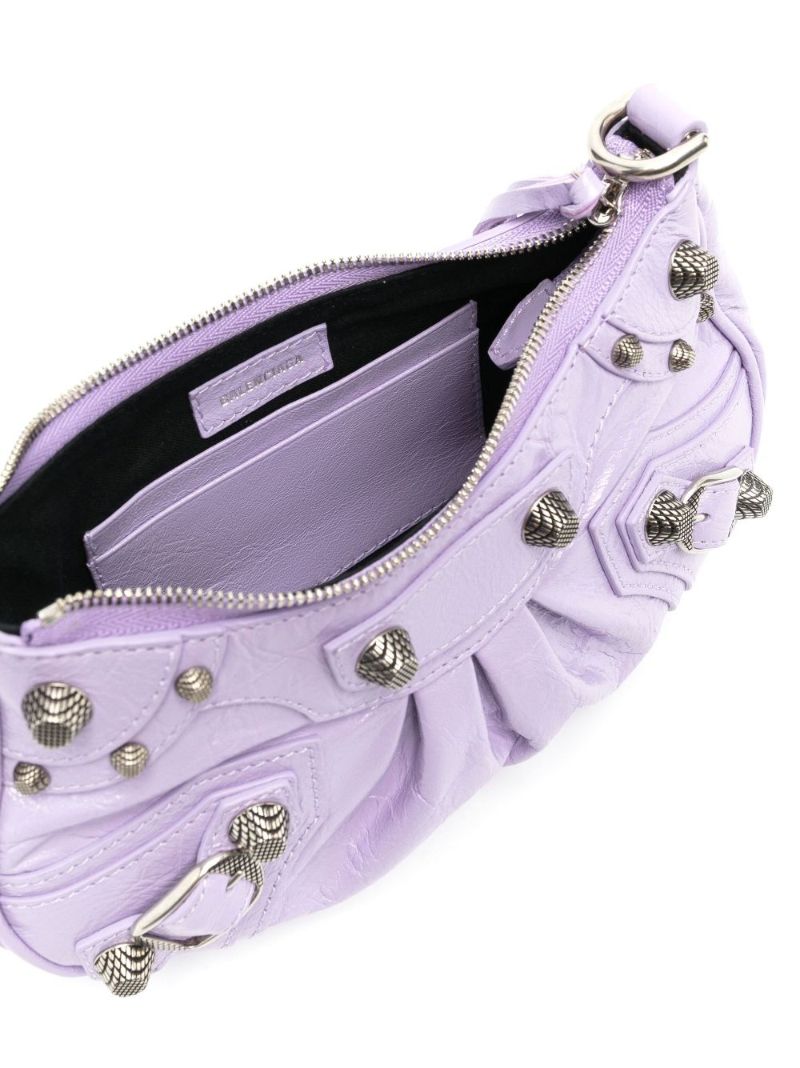 Purple Le Cagole Mini Leather Shoulder Bag