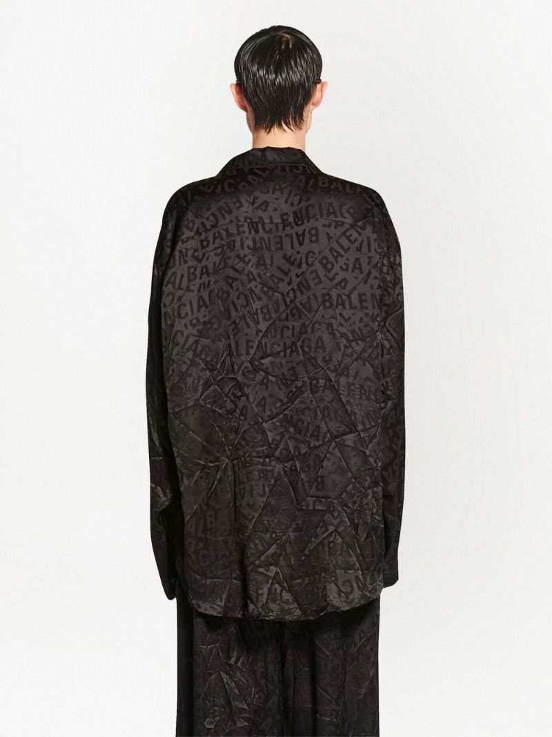 Black Logo Print Silk Shirt