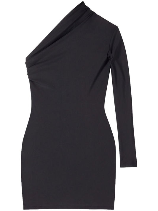 Black Asymmetric Mini Dress