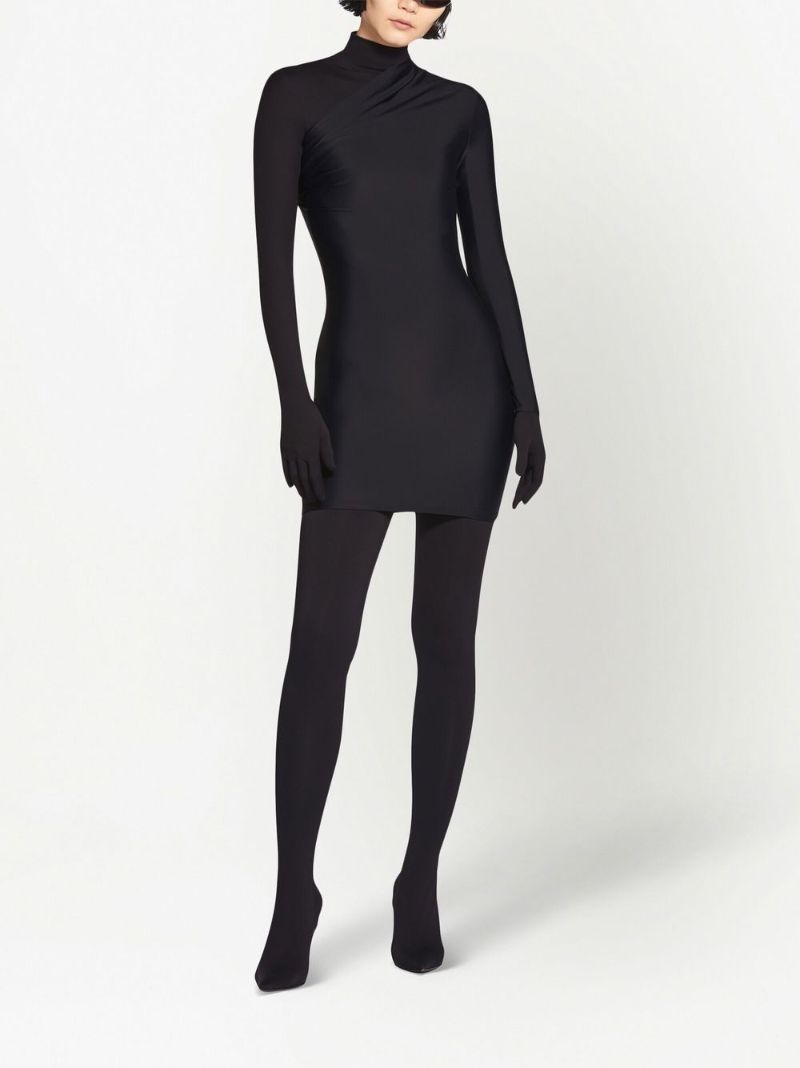 Black Asymmetric Mini Dress