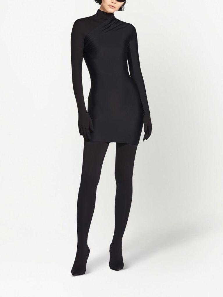 Black Asymmetric Mini Dress