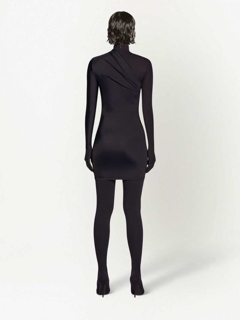 Black Asymmetric Mini Dress