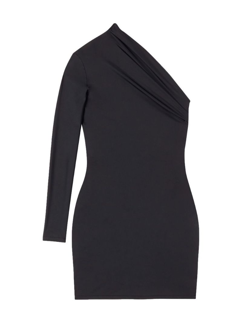 Black Asymmetric Mini Dress