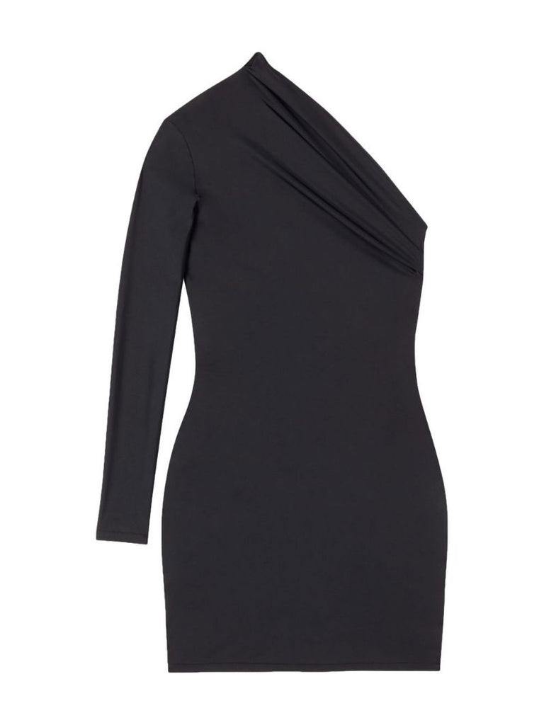Black Asymmetric Mini Dress