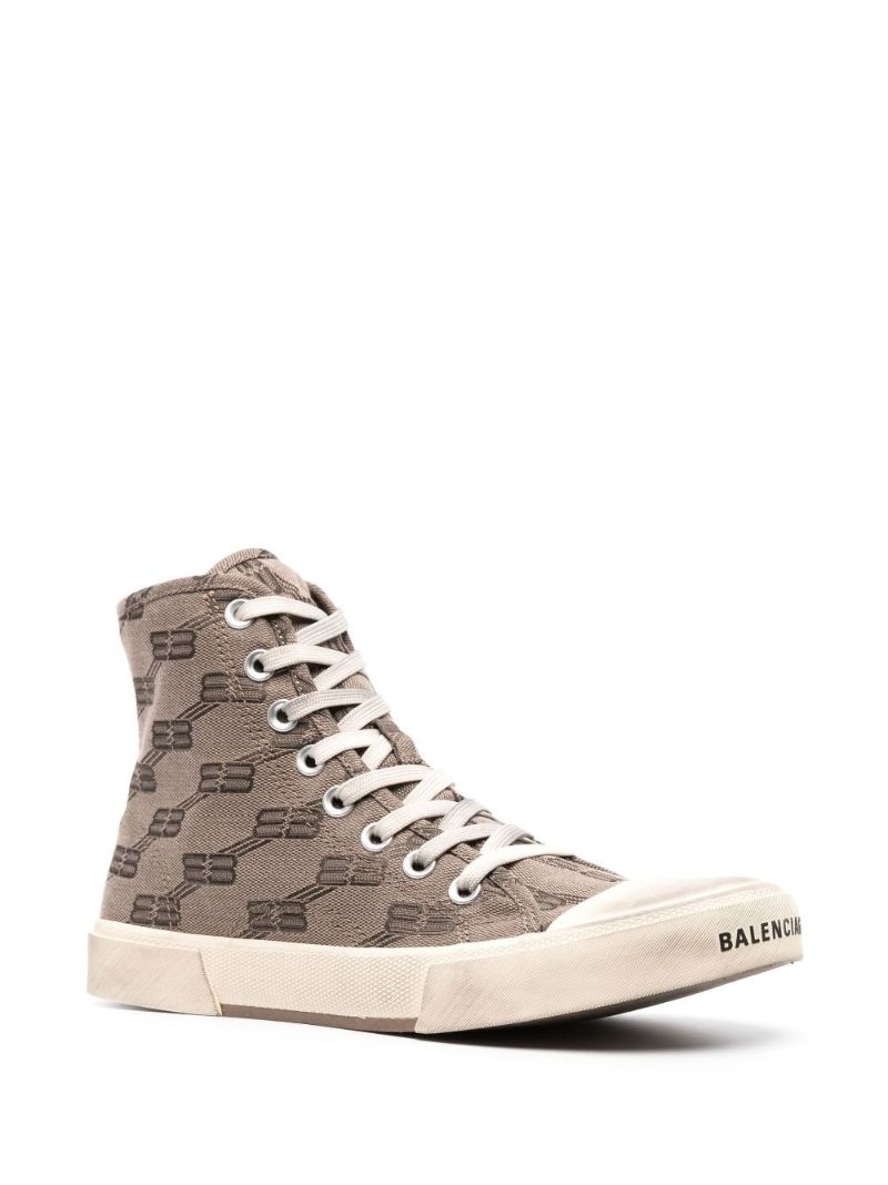 Neutral Paris Monogram High-top Sneakers