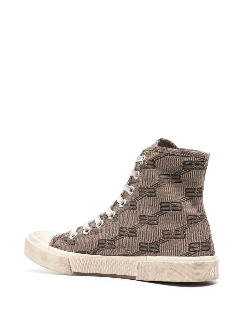 Neutral Paris Monogram High-top Sneakers