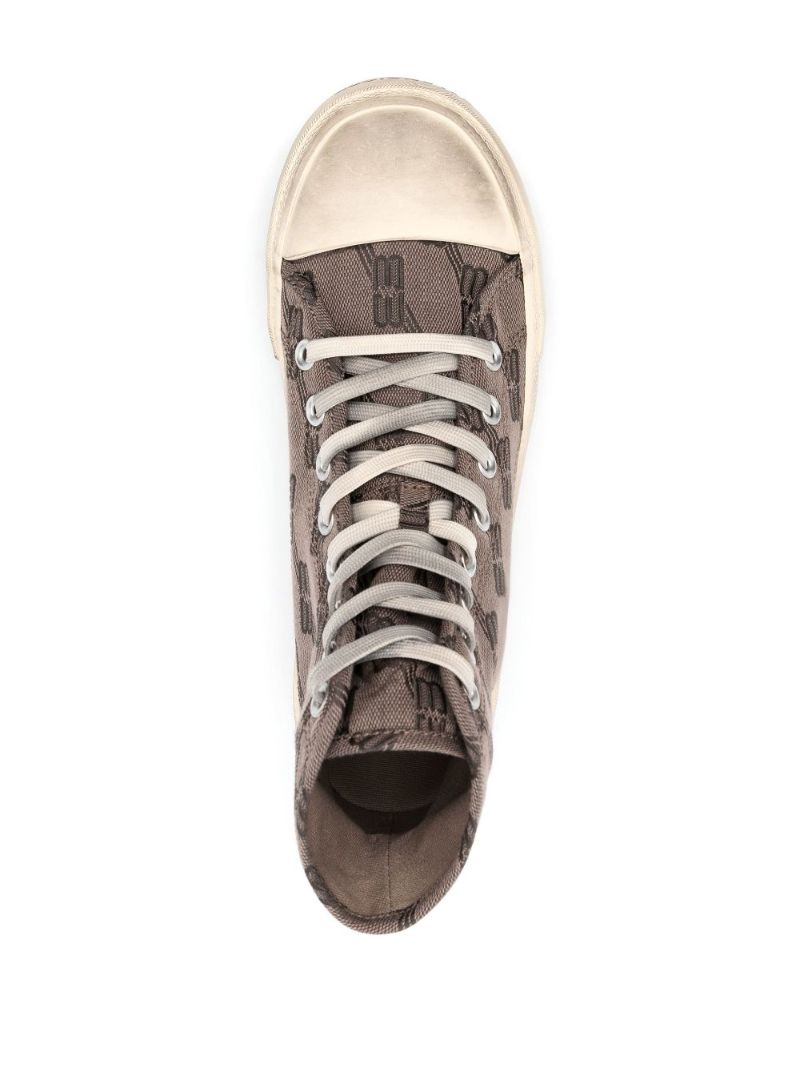 Neutral Paris Monogram High-top Sneakers
