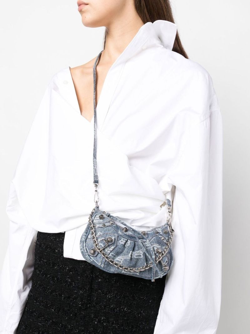 Blue Le Cagole Mini Denim Shoulder Bag