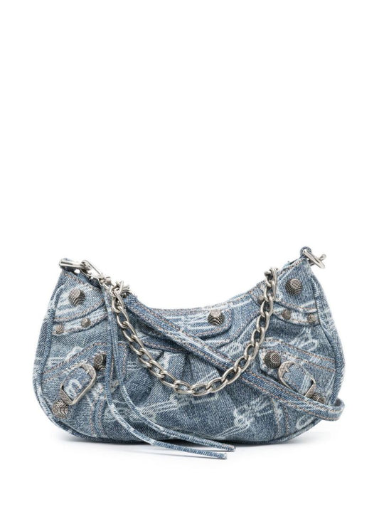 Blue Le Cagole Mini Denim Shoulder Bag