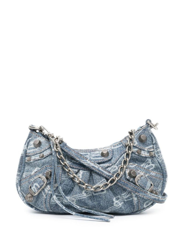 Blue Le Cagole Mini Denim Shoulder Bag
