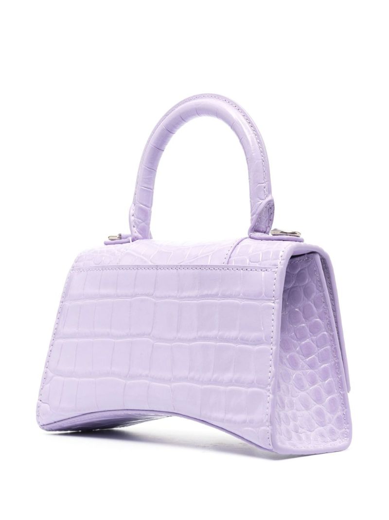 Purple Hourglass Xs Mock Croc Leather Top Handle Bag
