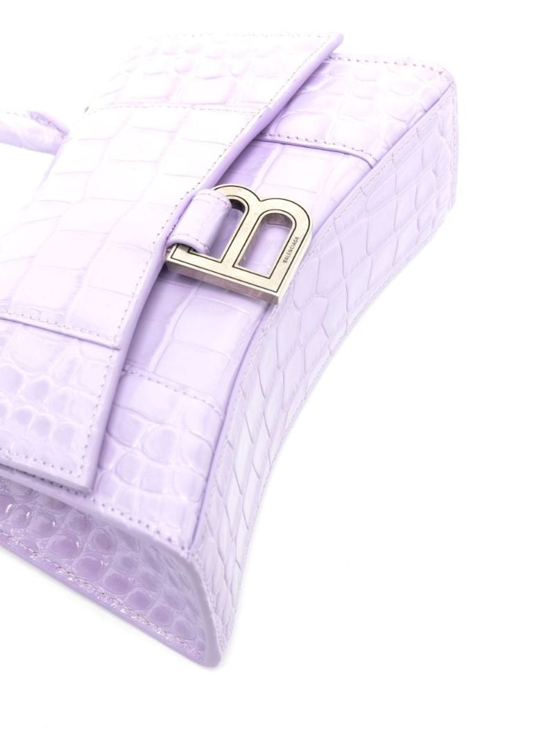 Purple Hourglass Xs Mock Croc Leather Top Handle Bag