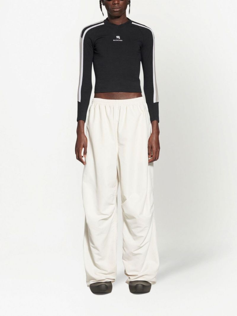 White Sporty B Oversized Track Pants