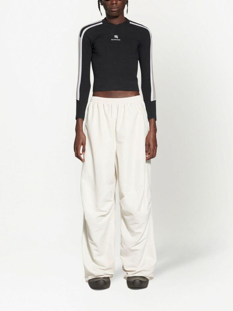 White Sporty B Oversized Track Pants
