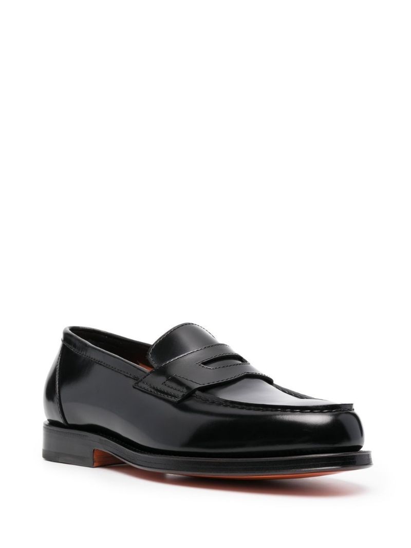 Black Leather Penny Loafers