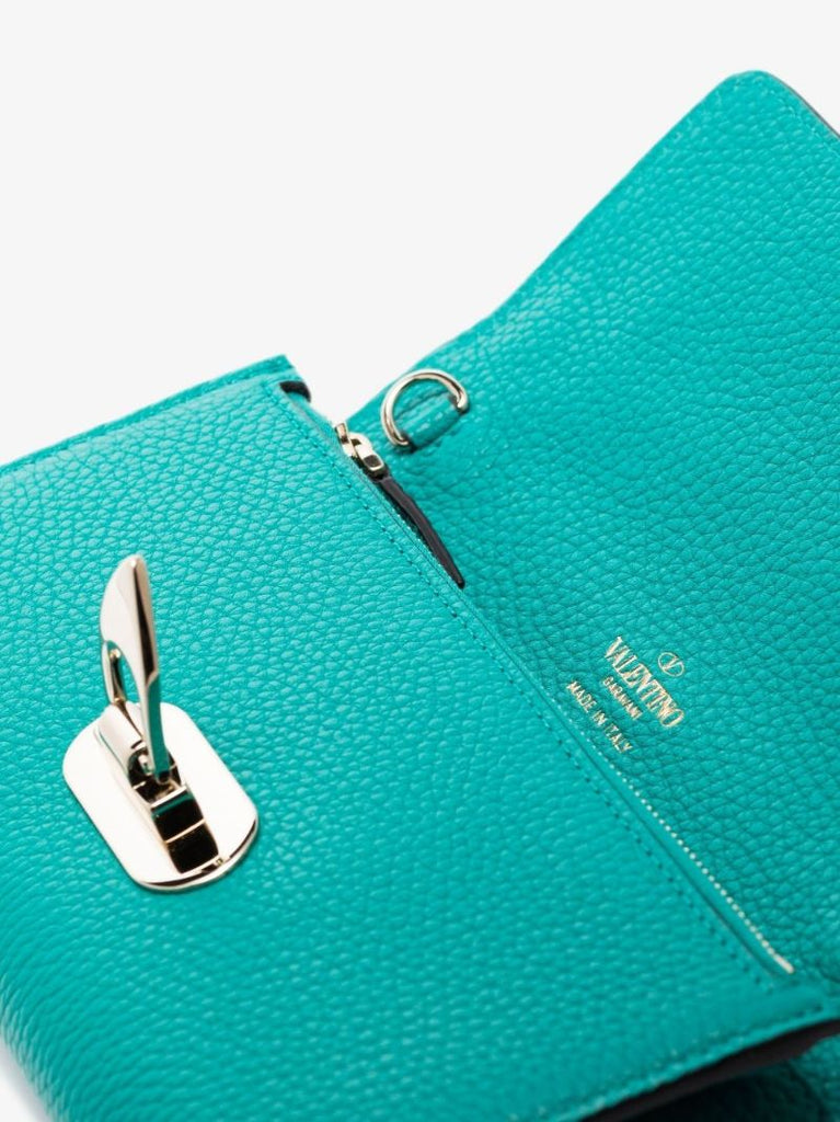 Green Rockstud Leather Chain Wallet