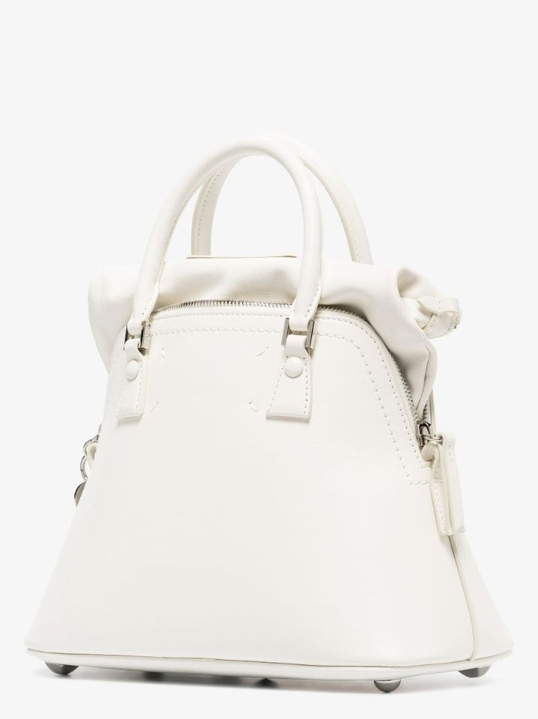 White 5ac Mini Leather Top Handle Bag