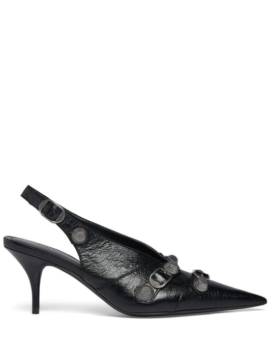Black Cagole 70 Slingback Leather Pumps